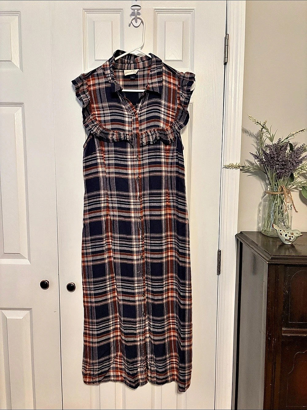Universal Thread Plaid Maxi Dress in Blue & Orange